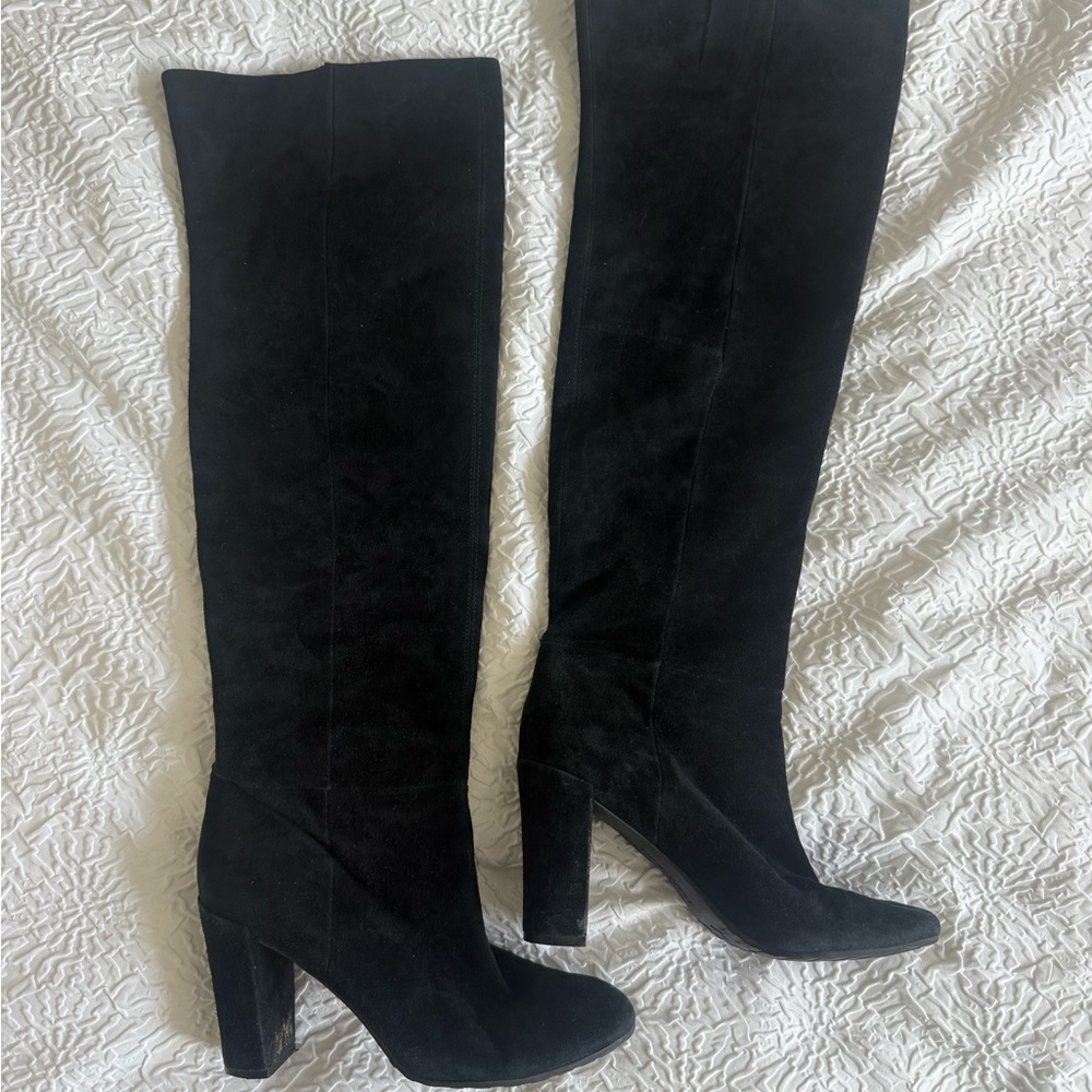Nine West Over The Knee Snowfallo Upper Leather Suede Black Boots - Picture 4 of 5